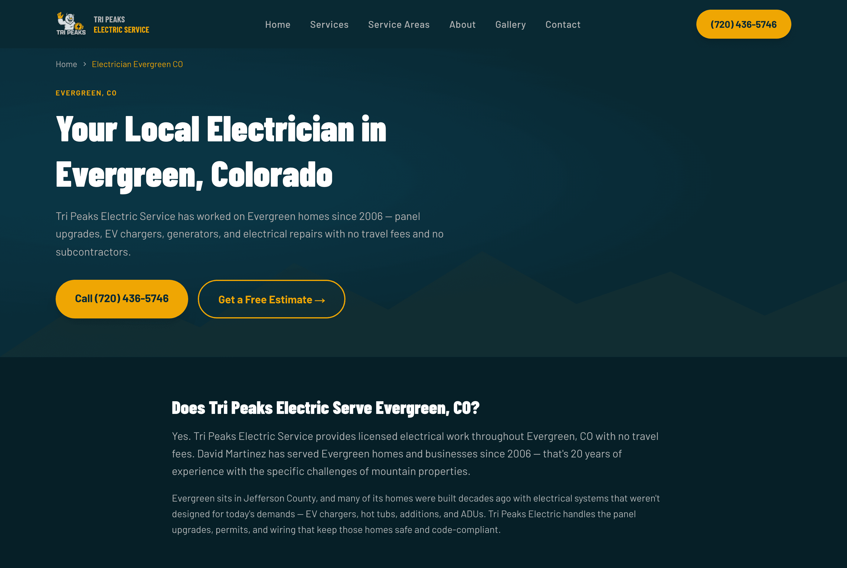 Evergreen town page — one of two new market-expansion pages