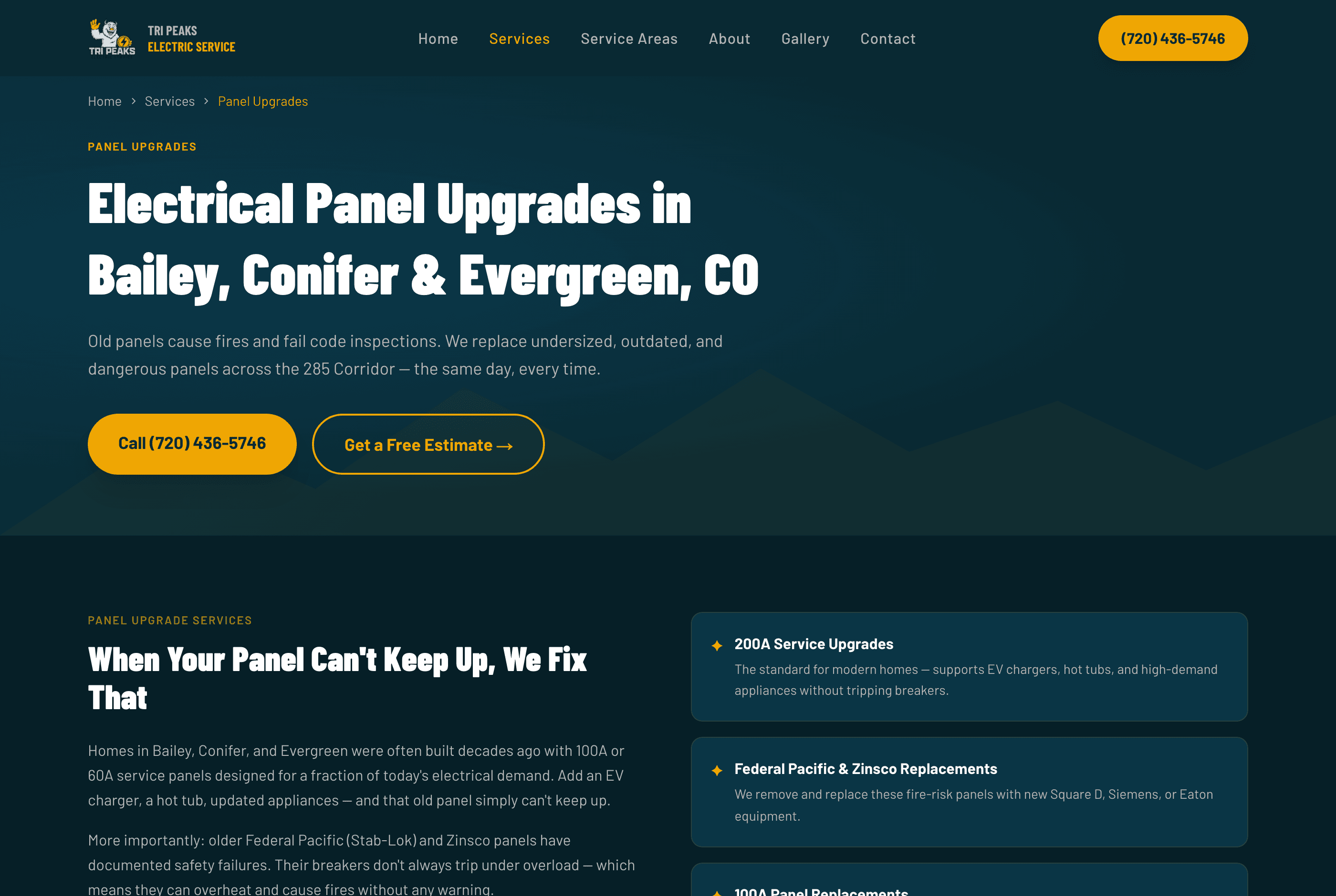 Panel upgrades service page — FAQ + HowTo schema live