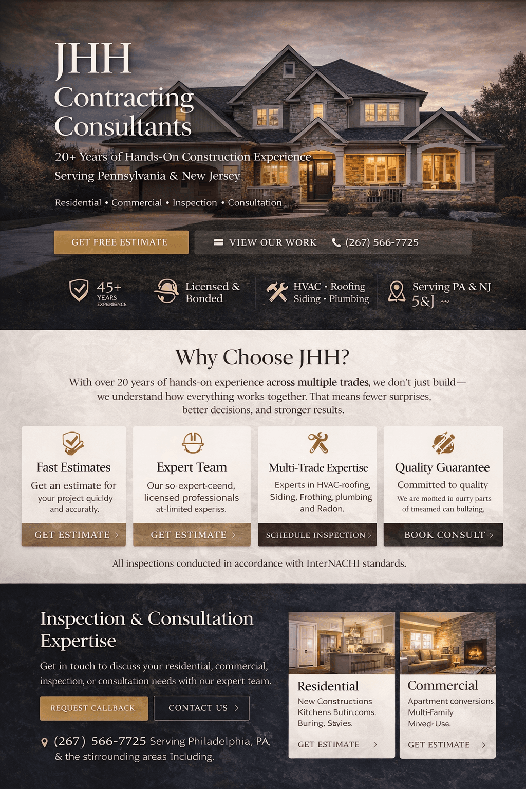 Website design mockup for JHH — conversion-first web design by Evergreen A1 Marketing